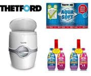 Thetford 565P Toilet (Manual Flush) + 2 Twin Pack Chemical + Aqua Soft