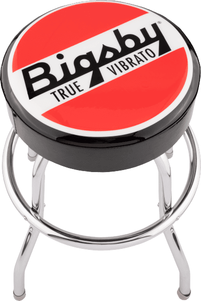 Bigsby Round Logo Barstool, Black, Red and White, 24"