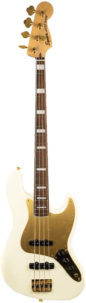 Squier 40th Anniversary Jazz Bass Gold Edition, Olympic White